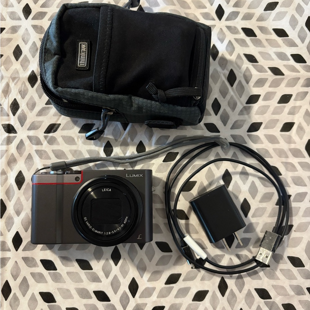 Panasonic Lumix Gray Camera with Case and Cables